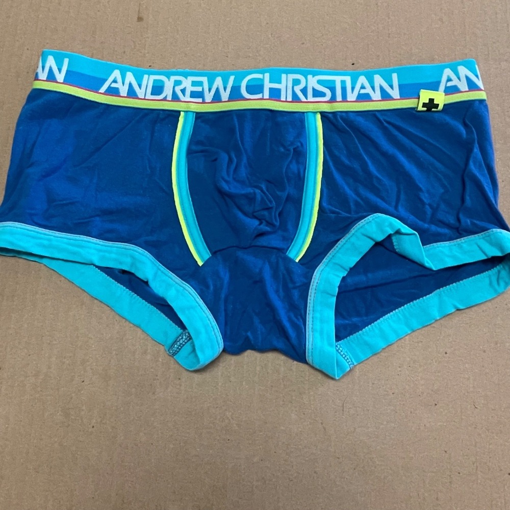 Andrew Christian Almost Naked Mens Blue Pouch Boxer Brief Trunk Men's Small NWOT